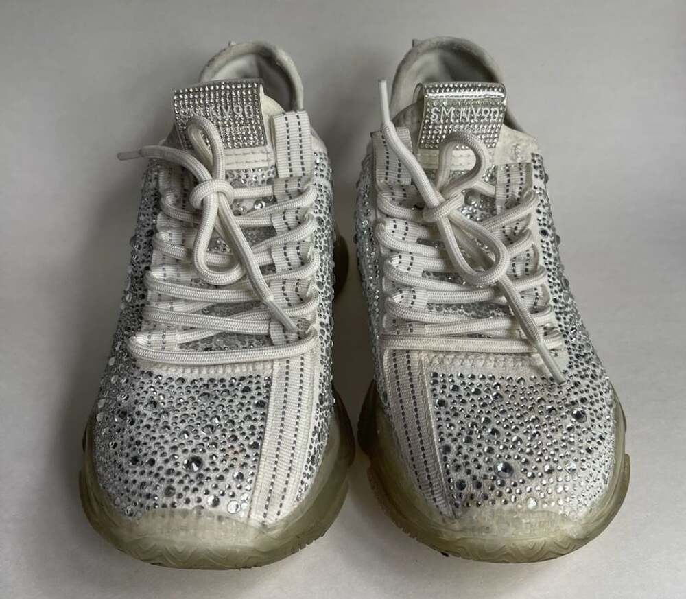 Steve Madden Maxima-R Rhinestone Chunky Sneakers White